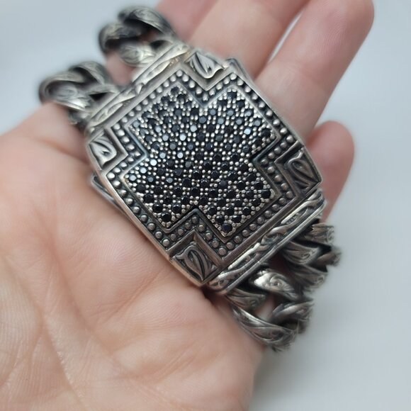 RARE/HTF "Unkaged" Faith Collection Sterling & Black Sapphire Cross Bracelet - Picture 2 of 5